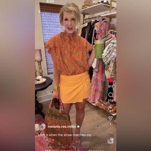 Mango Denim Orange Skirt